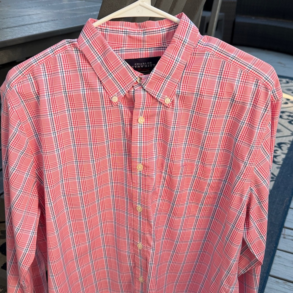 Charles Tyrwhitt Red and Blue Plaid Men's Shirt - Picture 3 of 13